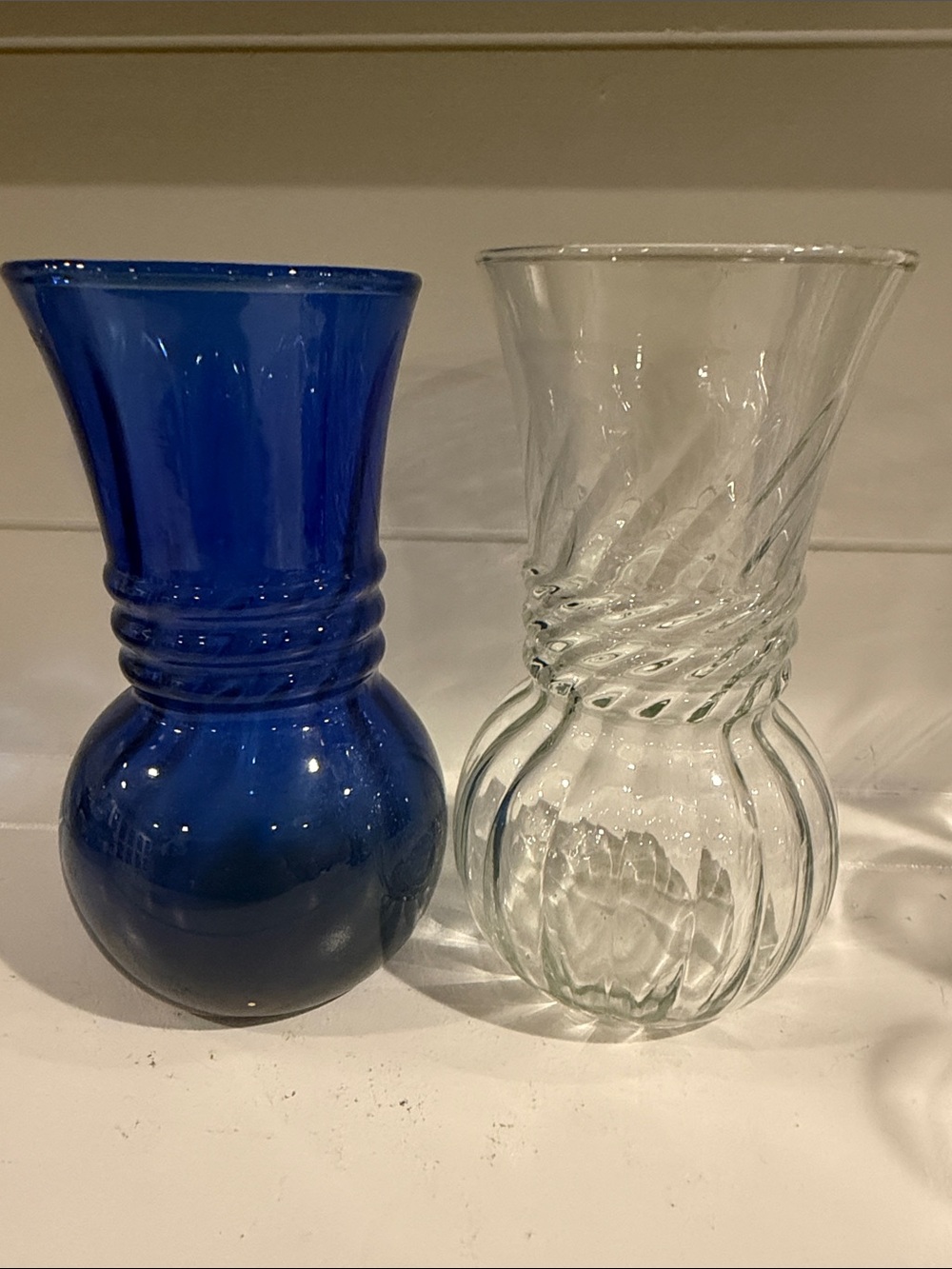 Vintage Blue Glass Decorative Vases